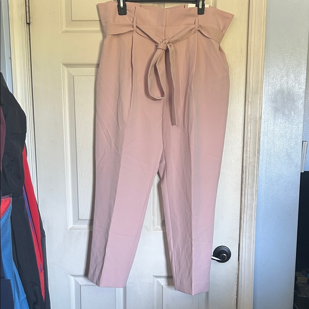 NWT Liz Claiborne career rose quartz belted ankle pants size 14